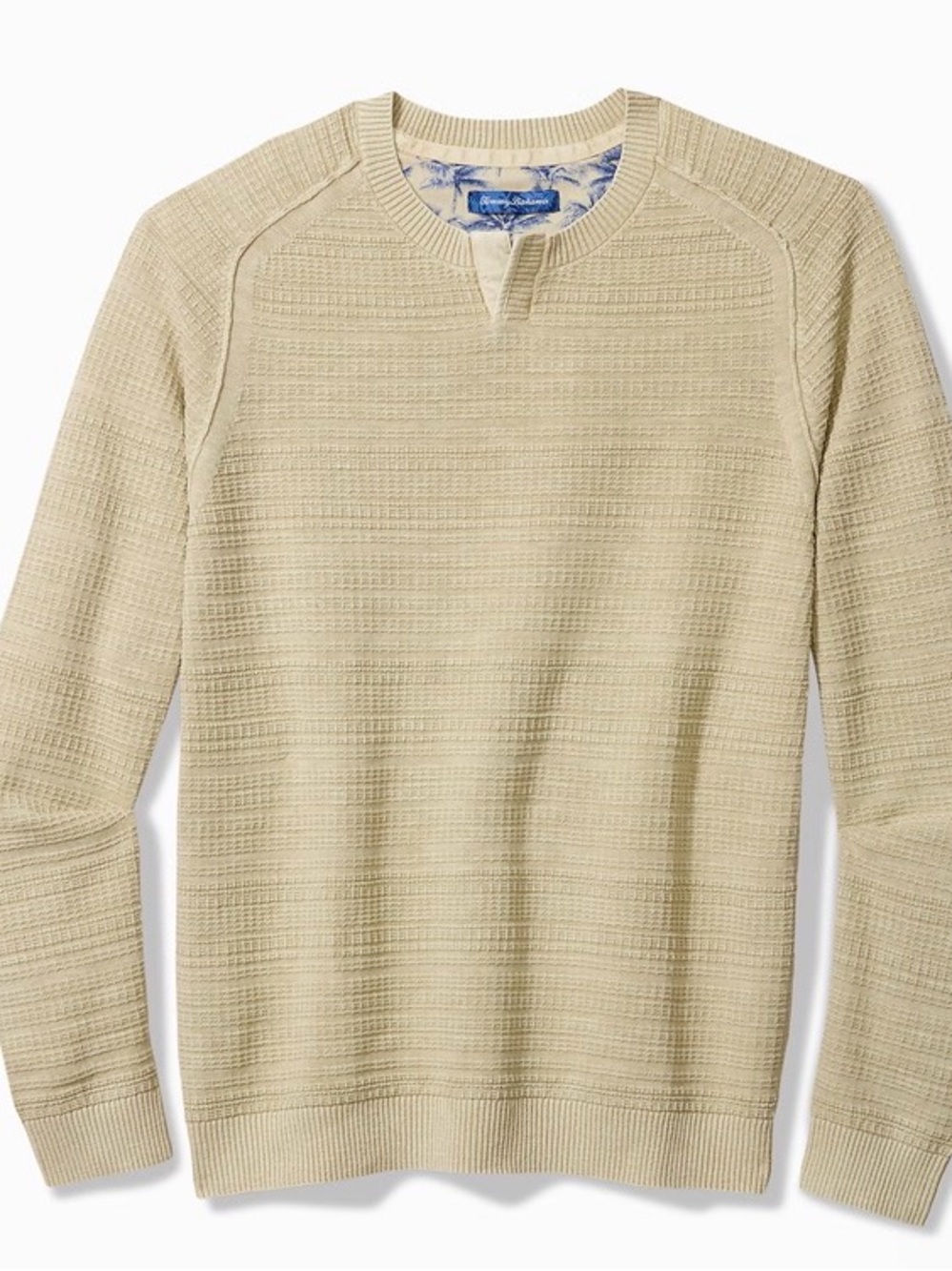 Tommy Bahama Saltwater Tides Cream Textured Crewneck Sweater XXL